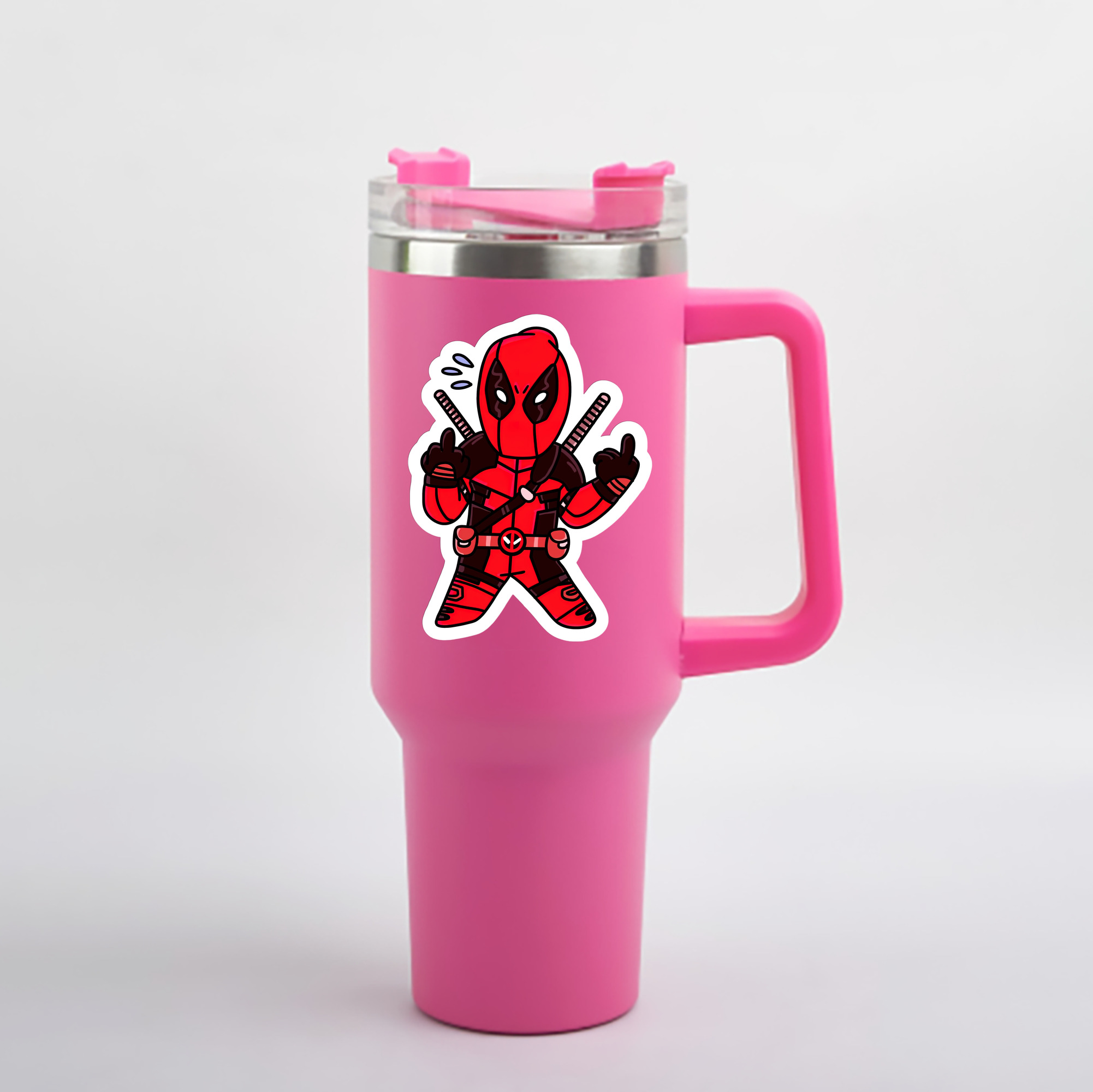 （画像用） Deadpool デッドプール 1200mL車用タンブラー - クリスタルステッカー（プラスチックストロー付き）